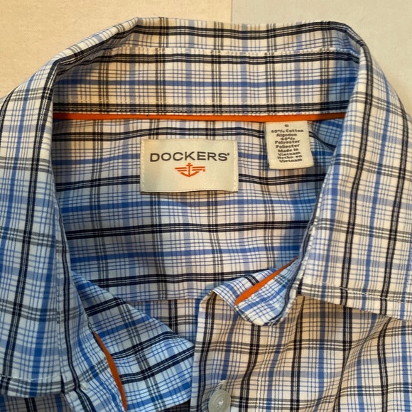 Dockers plaid blue white button down men’s S Shirt - Picture 2 of 3
